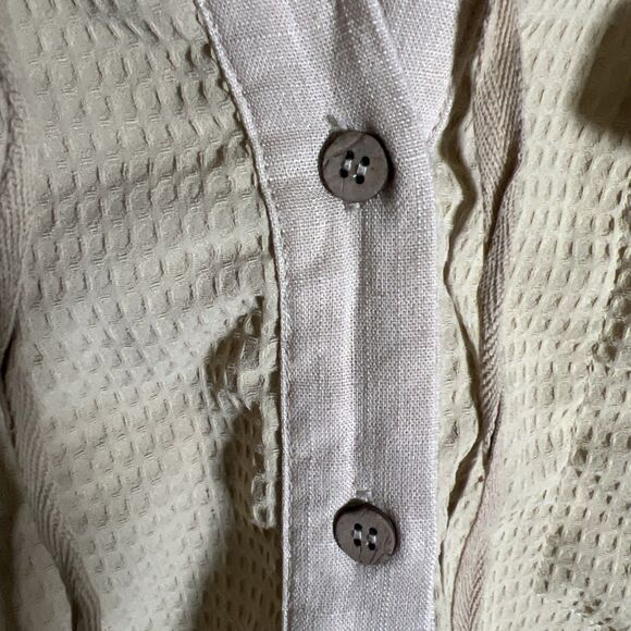 Davi & Dani Tunic V Neck With Hood Large  With Pockets Khaki/Tan/Golden - Picture 11 of 11